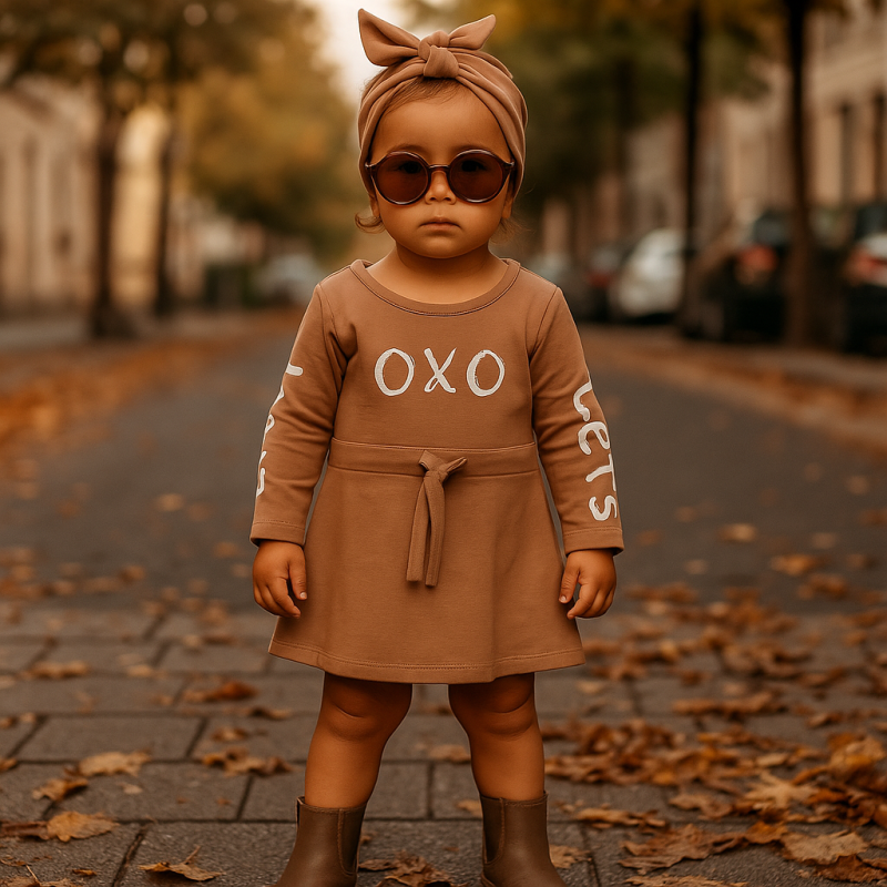 Детска рокля с дълъг ръкав OXO Бежова