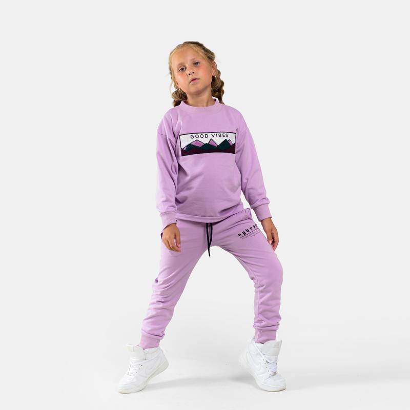 Childrens clothing set For a girl  Good Vibes  Purple