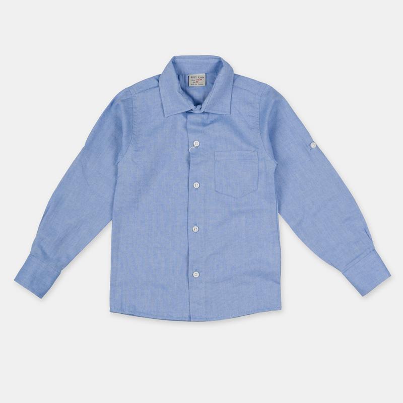 Childrens shirt For a boy  Rois sea blue  with pocket Blue