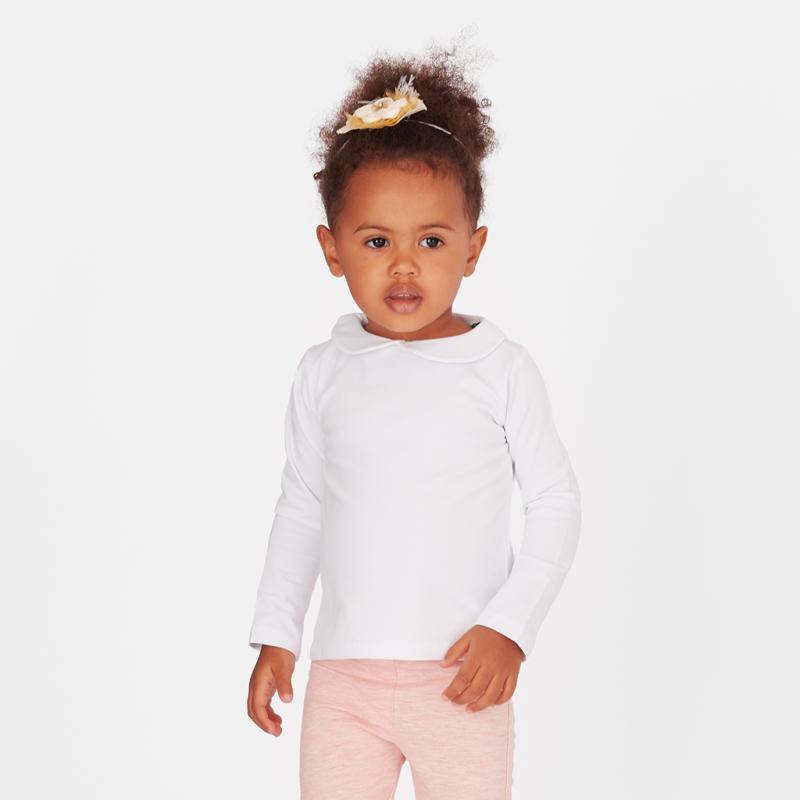 Bluză simplă pentru copii Pentru fată cu guler  White  Albă