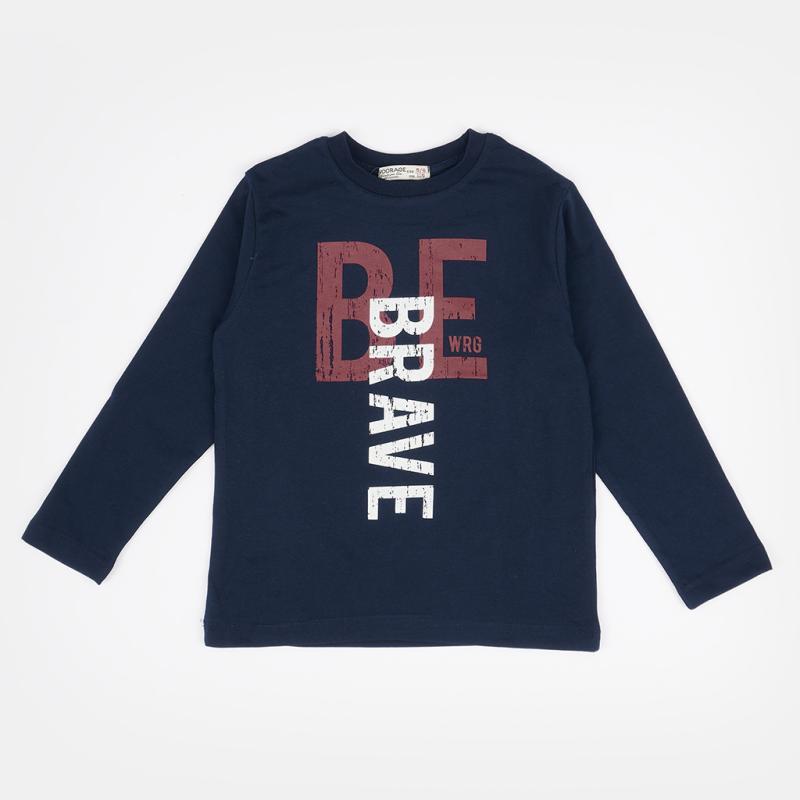 Childrens blouse For a boy with long sleeves  Brave  Dark blue