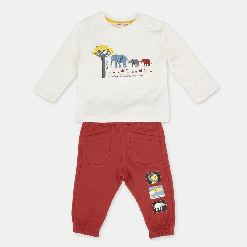 Childrens clothing set For a boy 2 parts  Cikoby Elephant  White