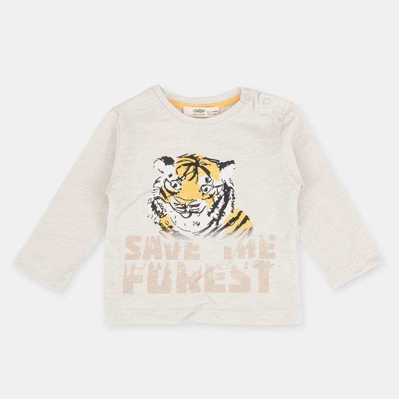 Childrens blouse with print For a boy  Cikoby Tiger  Gray