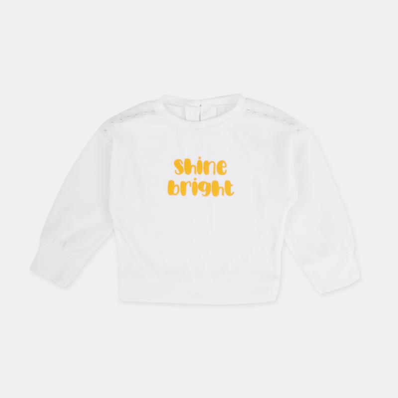 Childrens blouse For a girl  Cikoby  with inscriptions  Shine Bright  White
