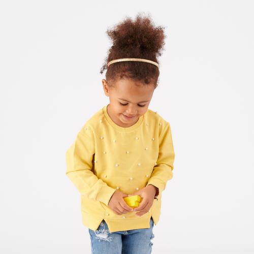 Παιδικη μπλουζα Για Κορίτσι με περλες  Pearls  Μουσταρδι