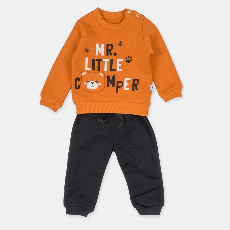 Детски спортен комплект  момче Mr. Little Camper ватиран оранжев