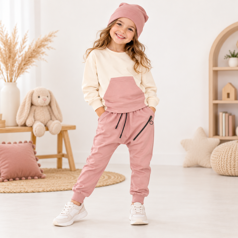 Детски спортен комплект  момиче RG Pink от 3 части - Розов