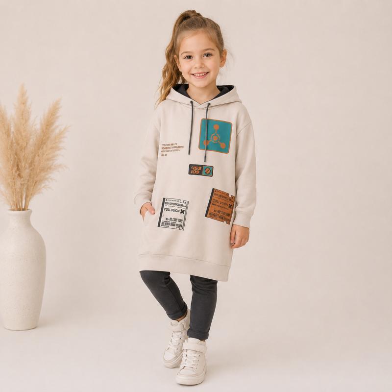 Детска туника  момиче с дълъг ръкав ватирана RG 109 beige Бежова
