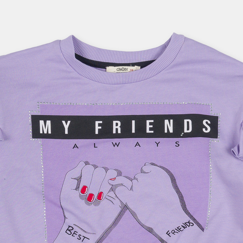 Παιδικη μπλουζα Για Κορίτσι  Cikoby  με μακρυ μανικι  Be Friends  Μωβ