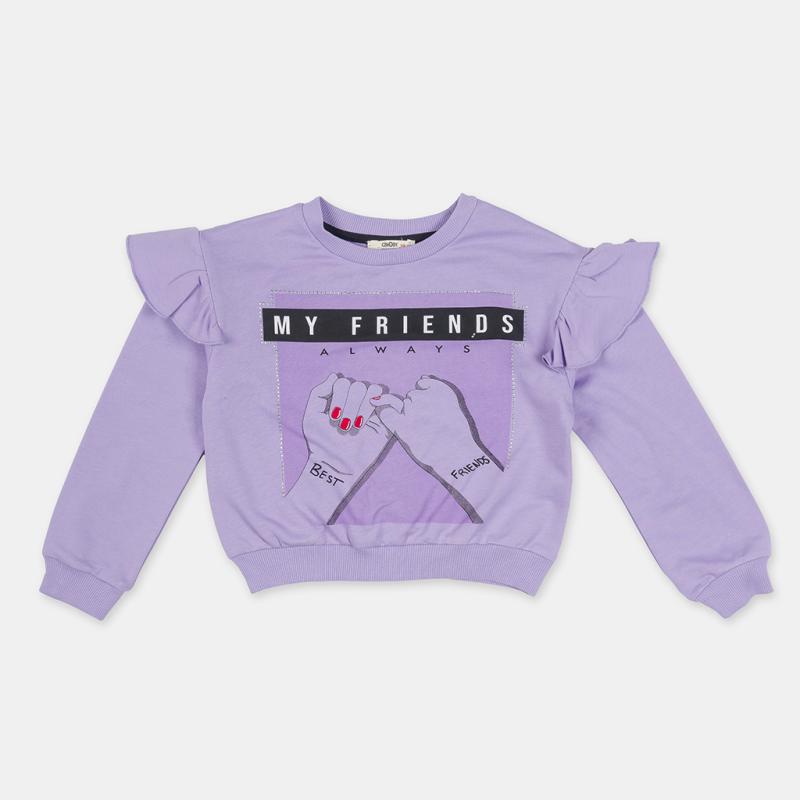 Childrens blouse For a girl  Cikoby  with long sleeves  Be Friends  Purple
