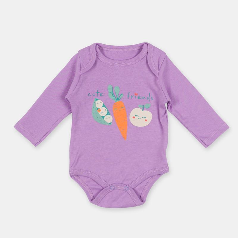 Baby bodysuit with long sleeves For a girl  Cute Friends  Purple