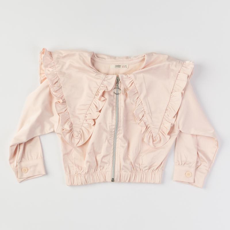 Childrens Transitional jacket with a collar  Cikoby Pink