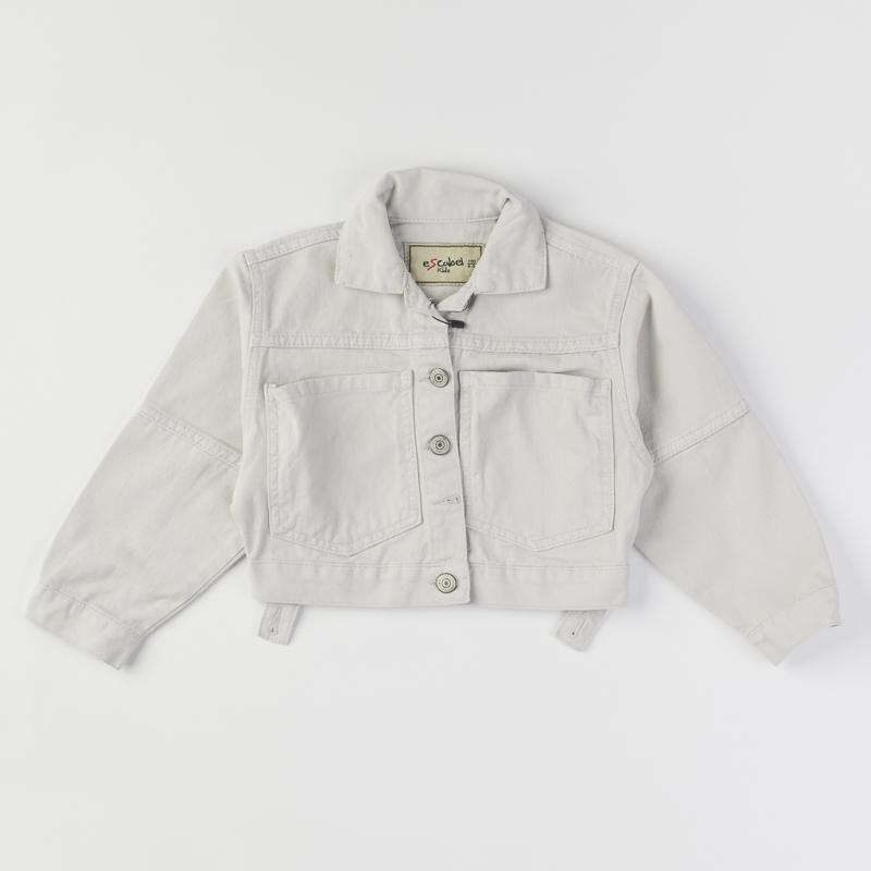 Childrens denim jacket For a girl  Escabel Gray  short Gray