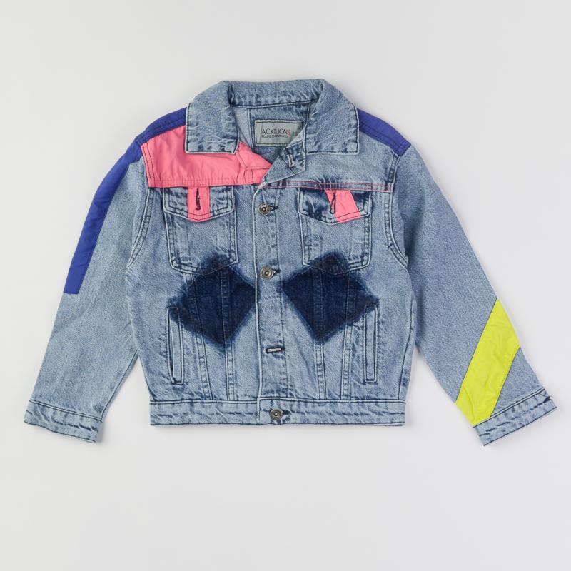 Childrens denim jacket For a girl  Escabel Neon