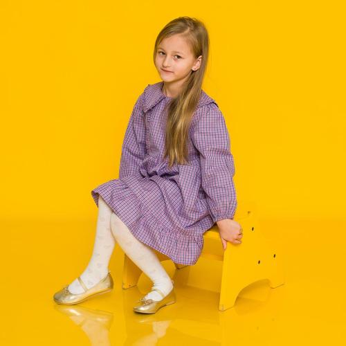 Детска рокля с дълъг ръкавс яка Happy Purple Лилава