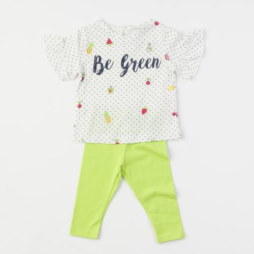 Детски комплект за момиче тениска и клин - Be green