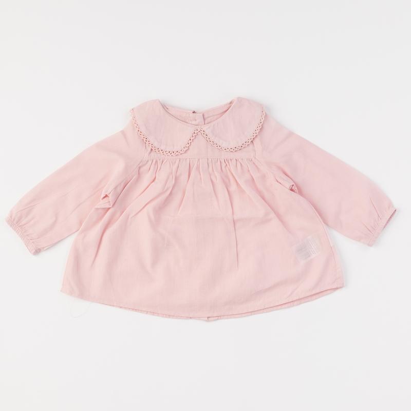 Childrens shirt For a girl with a collar  Cikoby Pink  Pink