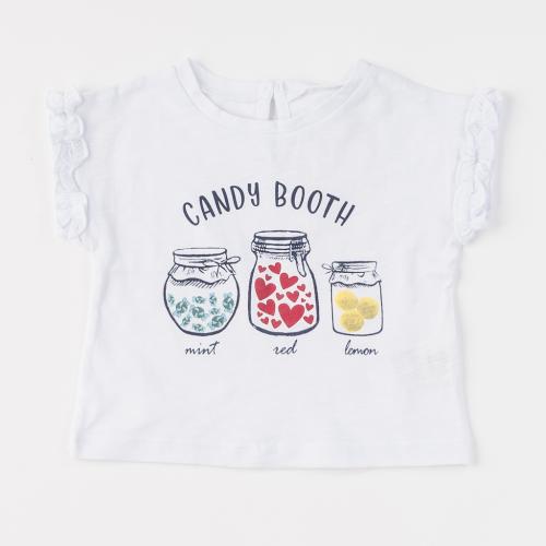 Детски комплект за момиче Candy booth 2 части - Бял