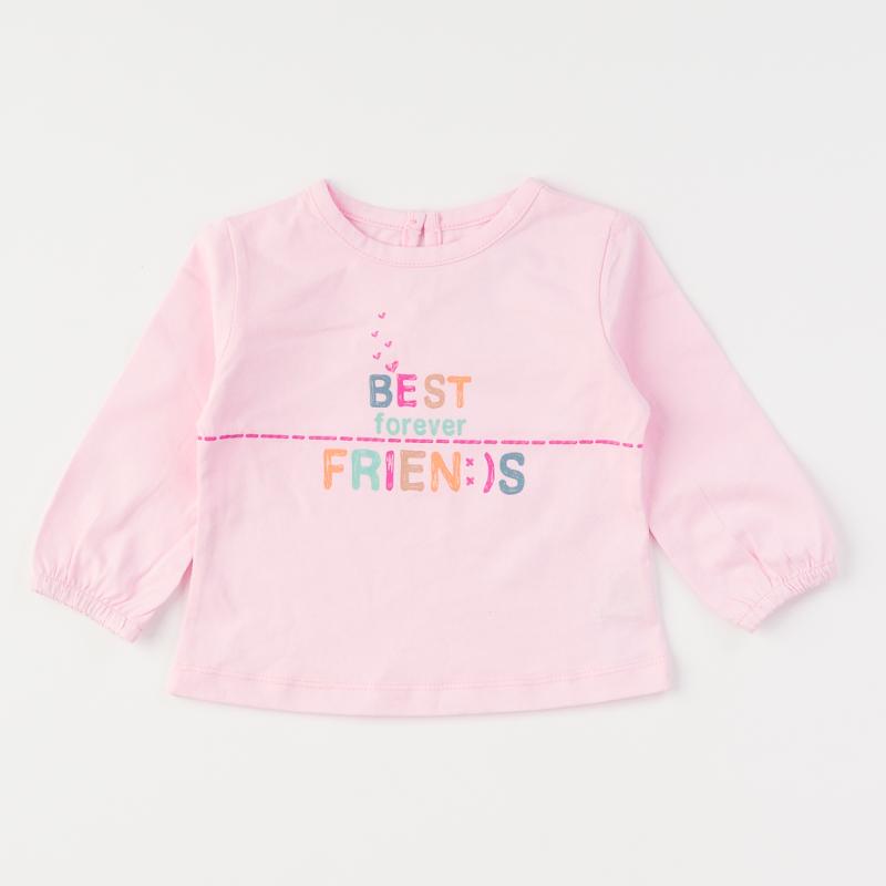Childrens blouse with long sleeves spring  Best Friends  Pink