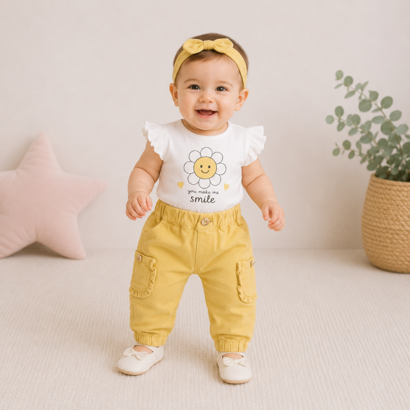 Детски панталон  момиче Cikoby yellow Жълт