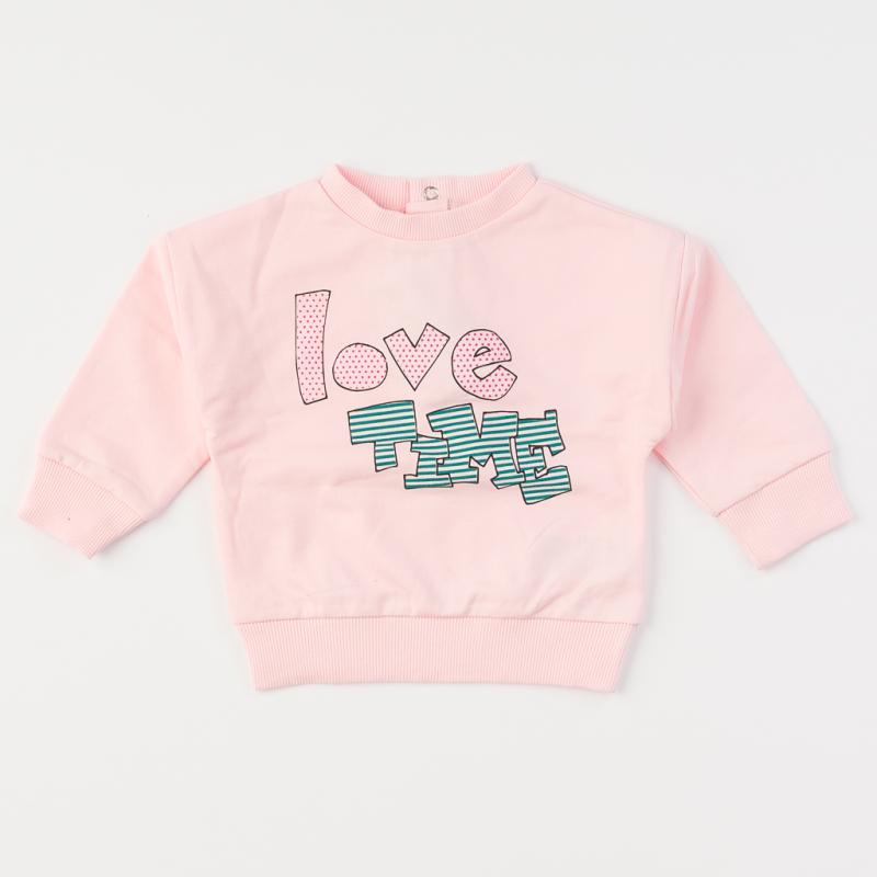 Childrens blouse with long sleeves  Love Time  Pink