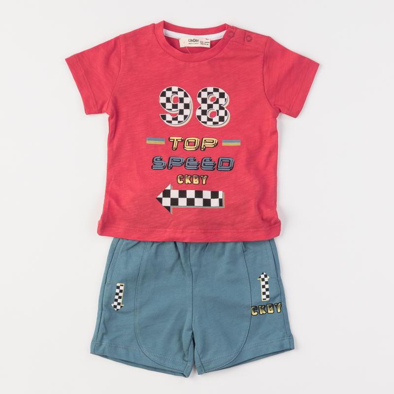 Childrens clothing set For a boy t-shirt and shorts  Cikoby top speed  Red