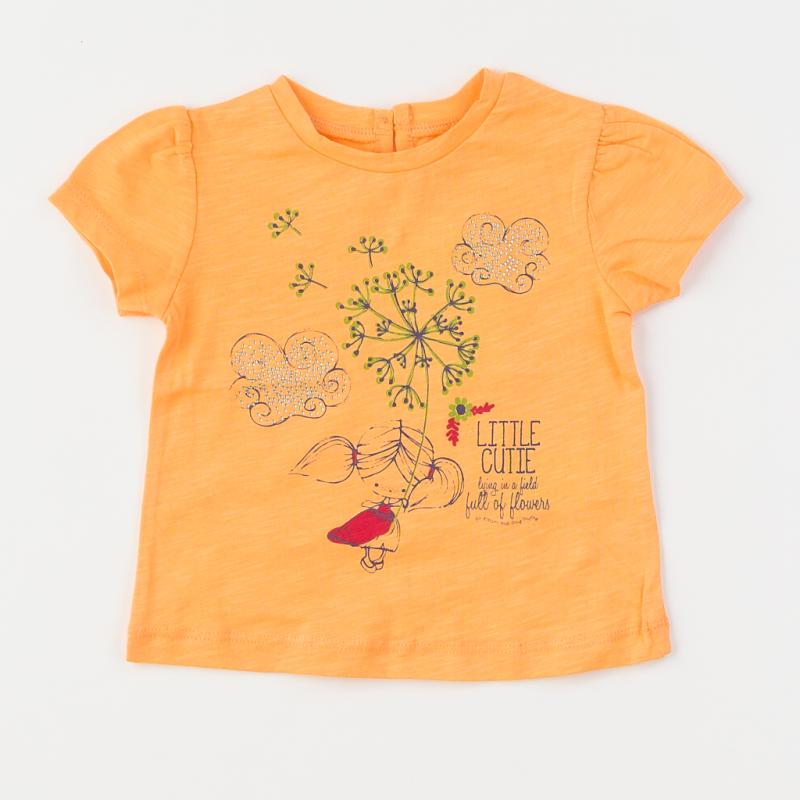 Детска тениска  момиче Little Cutie - Оранжева