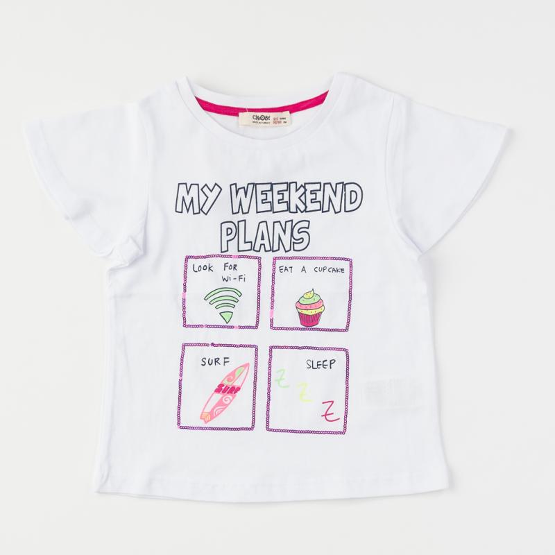 Detské tričko Pre dievčatko  My weekend plans   -  Biela