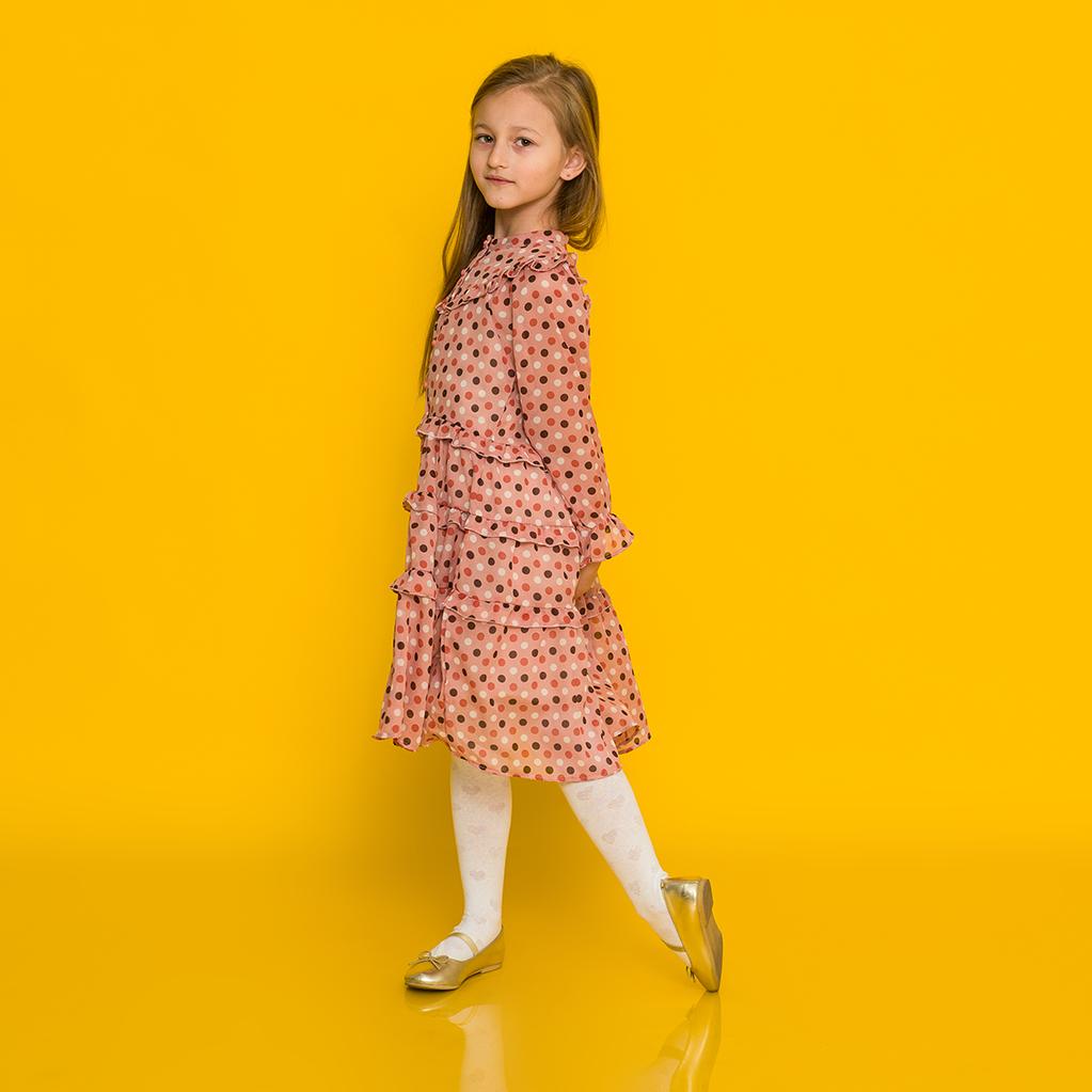 Παιδικο φορεμα  Cikoby  με μακρυ μανικι  Voals  Ροζε