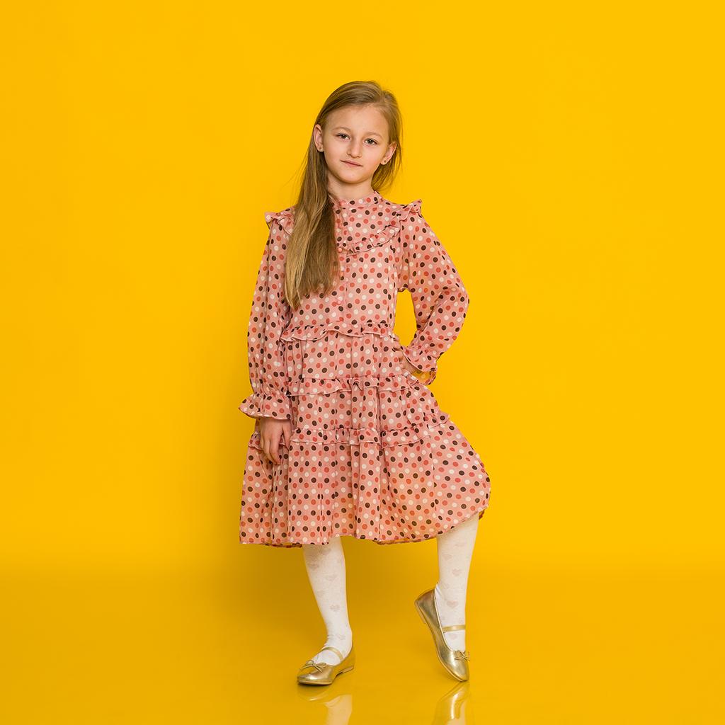 Παιδικο φορεμα  Cikoby  με μακρυ μανικι  Voals  Ροζε