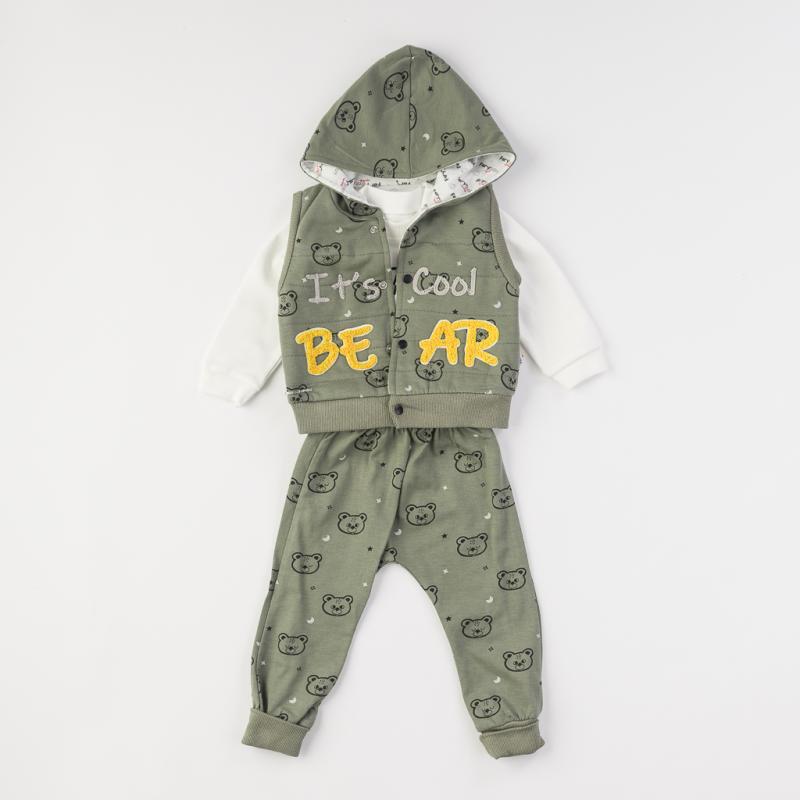 Παιδικό σετ Μπλούζα Γιλέκο με φορμα Για Αγόρι  Its cool bear  Πρασινο