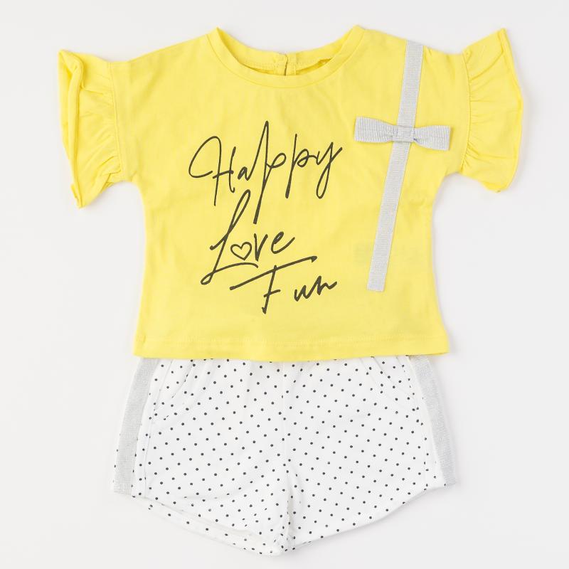 Childrens clothing set For a girl  Happy love  t-shirt and shorts