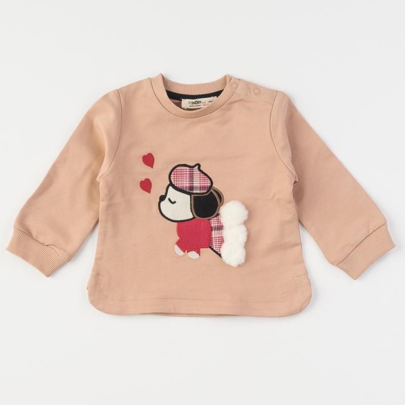 Childrens blouse For a girl  Poodle  Beige