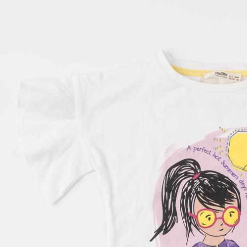 Детска тениска за момиче Cikoby Hot summer - Бяла