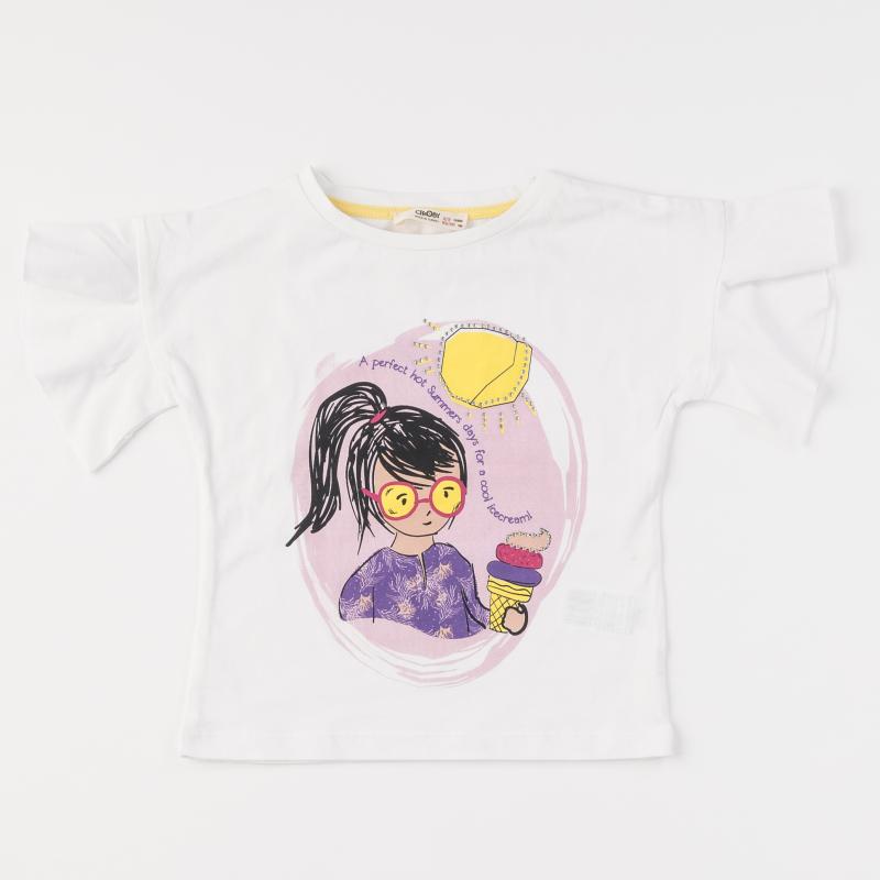 Παιδικη κοντομανικη μπλουζα  Για Κορίτσια  Cikoby Hot summer   -  ασπρη