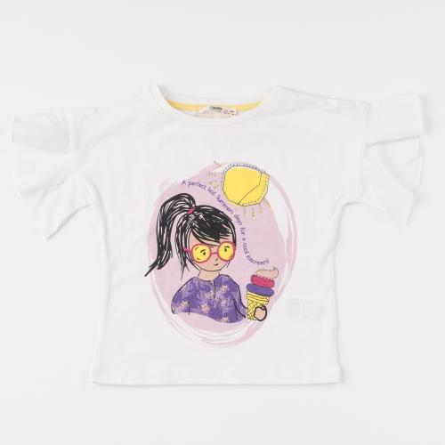 Детска тениска за момиче Cikoby Hot summer - Бяла