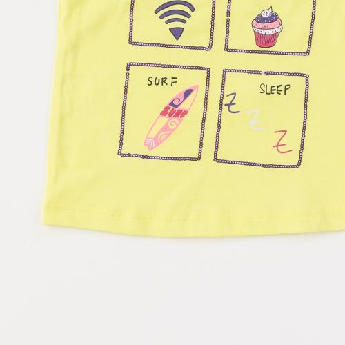 Детска тениска за момиче My weekends - Жълта