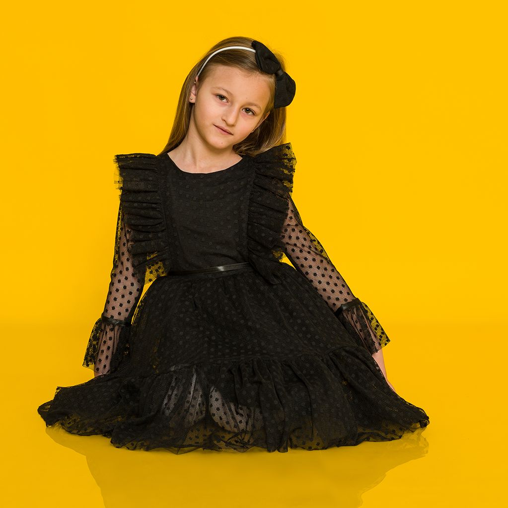 Παιδικο επισημο φορεμα με μακρυ μανικι  с диадема за коса   Eray kids  μαυρα