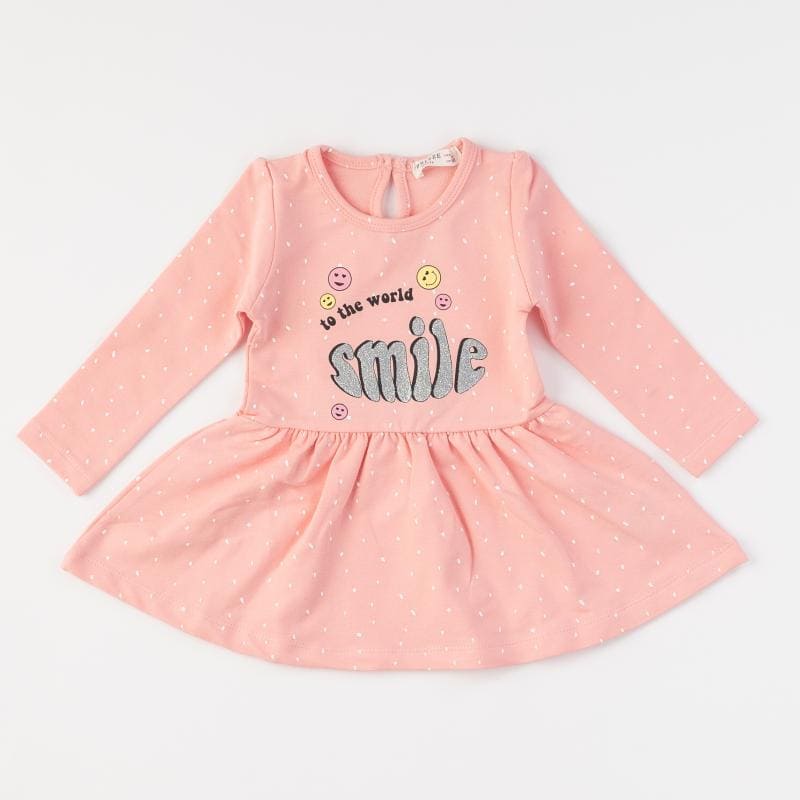 Παιδικο φορεμα με μακρυ μανικι  Breeze Smile to the world  Ροζε