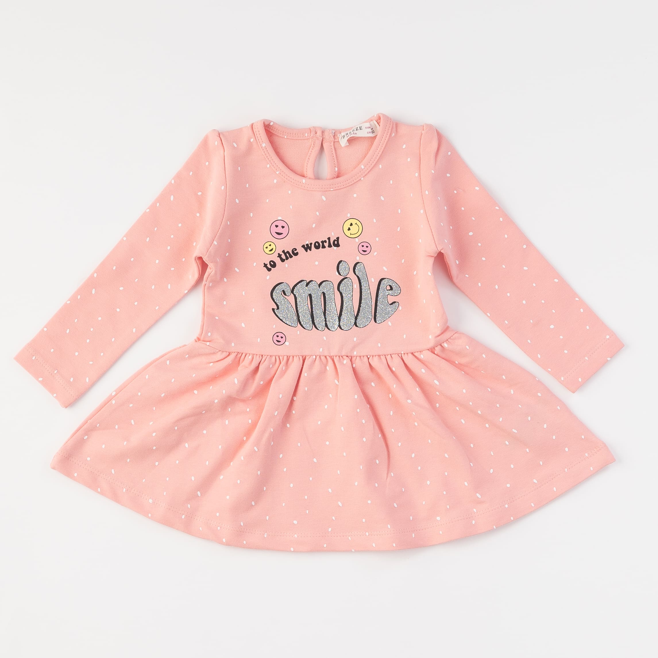 Παιδικο φορεμα με μακρυ μανικι  Breeze Smile to the world  Ροζε