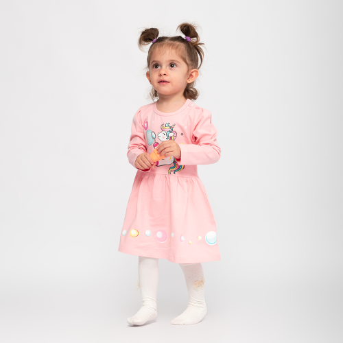 Детска ежедневна рокля Breeze с дълъг ръкав Magic Unicorn Розова