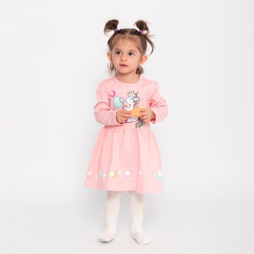 Детска ежедневна рокля Breeze с дълъг ръкав Magic Unicorn Розова