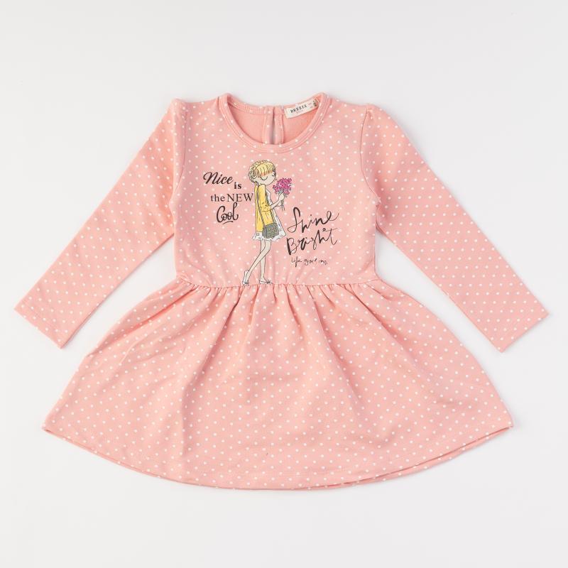 Детска рокля с дълъг ръкав Breeze Nice is the new cool Розова