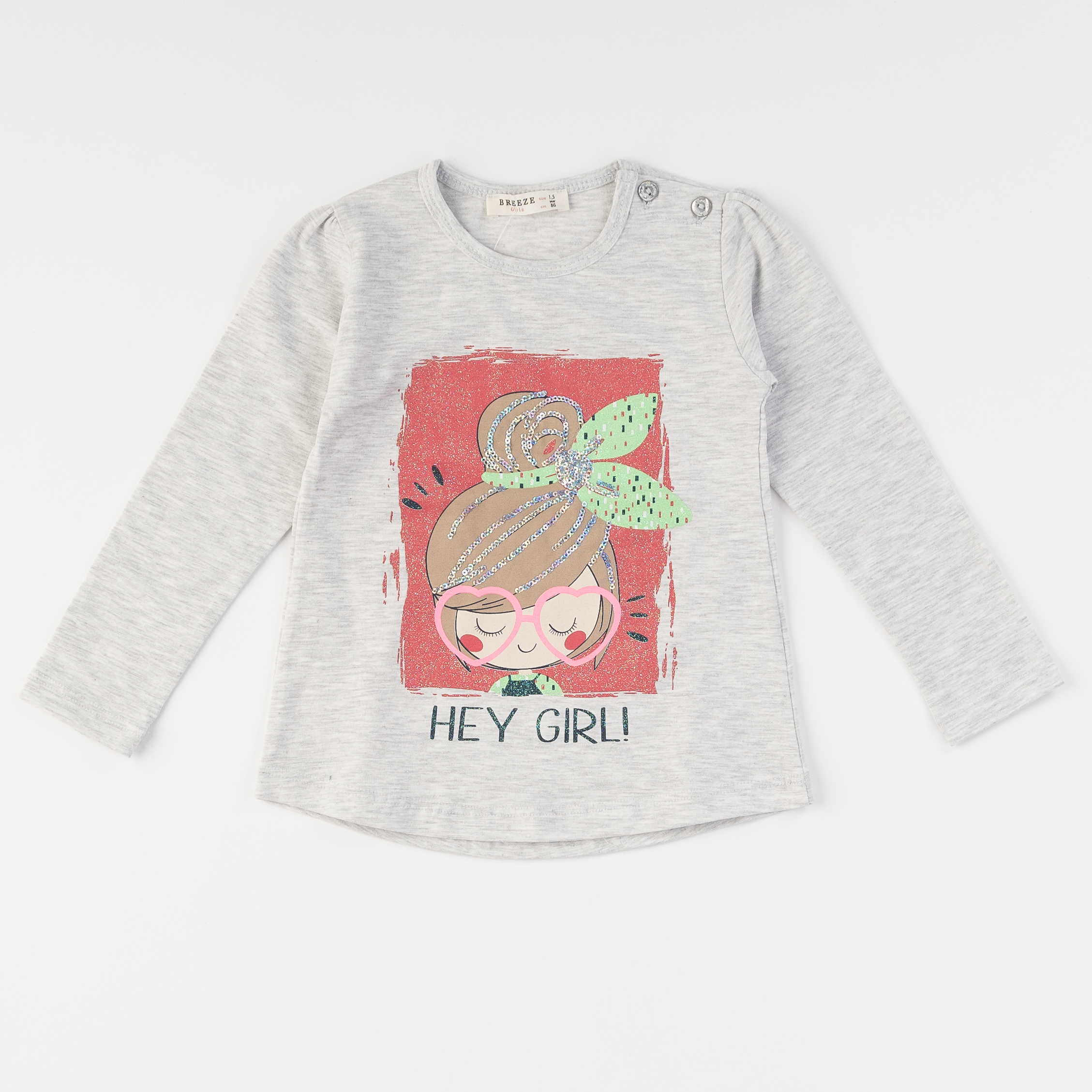Παιδικό σετ με  μπλουζα και κολαν Για Κορίτσια  Hey girl   grey   -  Γκρί