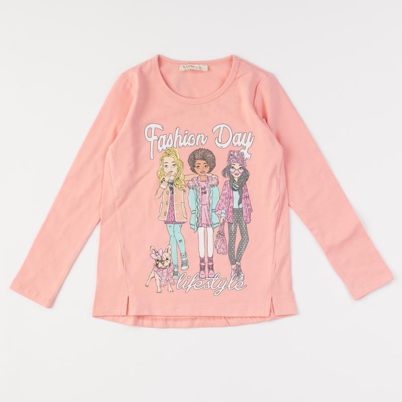 Childrens blouse For a girl with long sleeves  Breeze  Fashion day  Pink