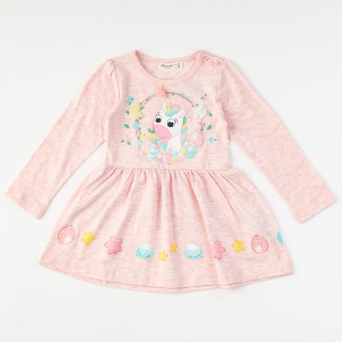 Παιδικο φορεμα με μακρυ μανικι  Breeze   Unicorn  Ροζε