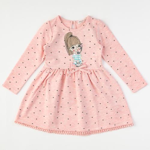 Παιδικο φορεμα με μακρυ μανικι  Breeze   Love pink  Ροζε