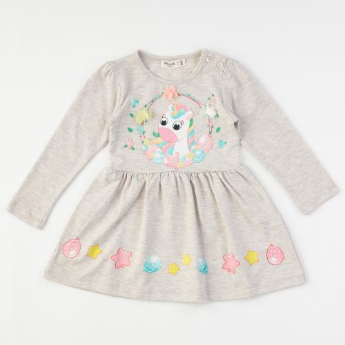Παιδικο φορεμα με μακρυ μανικι  Breeze   Unicorn  Γκριζο