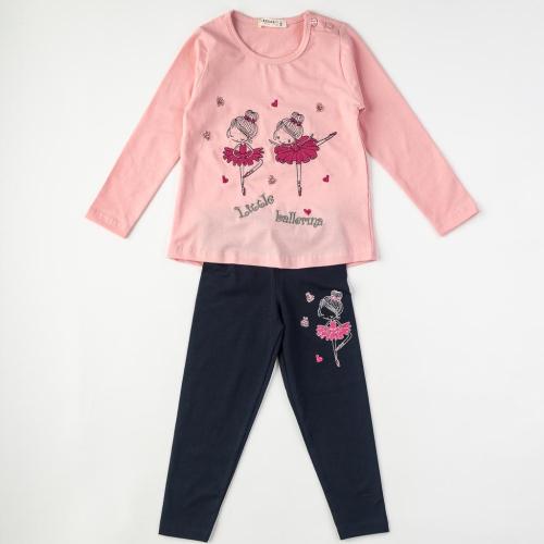 Комплект за момиче блузка с клин Little ballerina Розов
