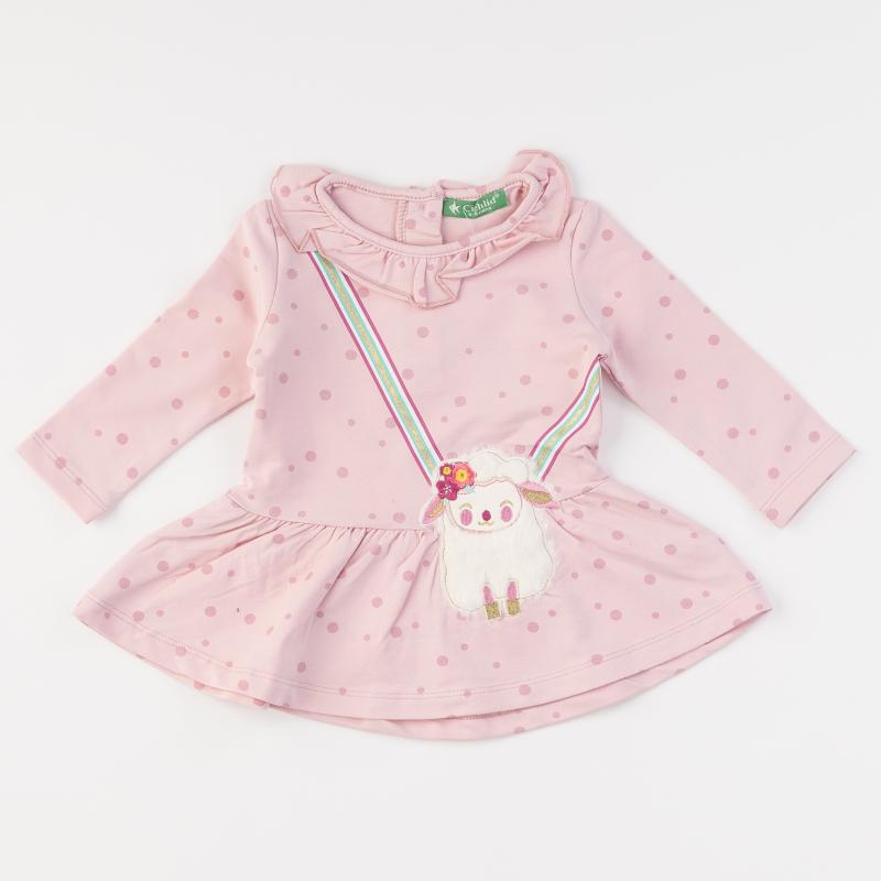 Детска рокля с дълъг ръкав Sweet sheep pink Розова